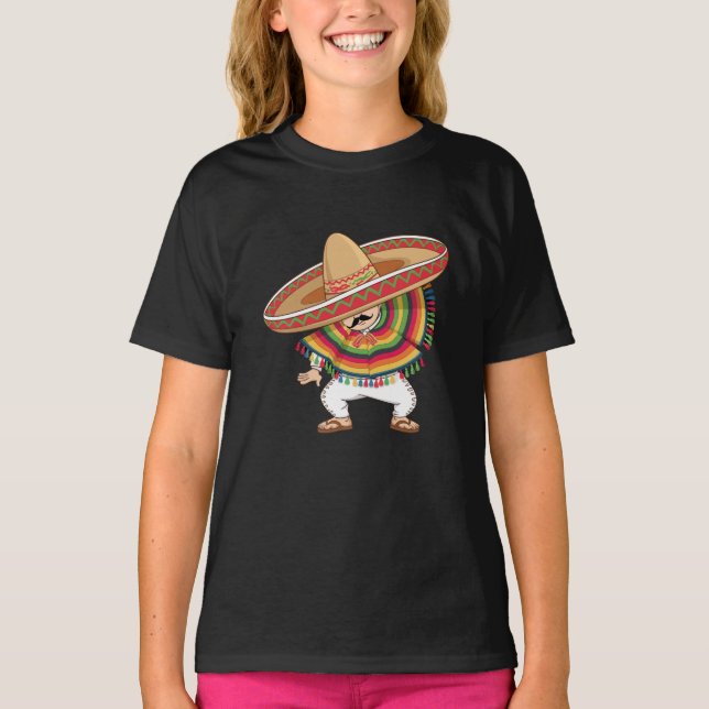 Camiseta Rapaz Mexicano Dabbing Poncho Cinco de Mayo (Frente)