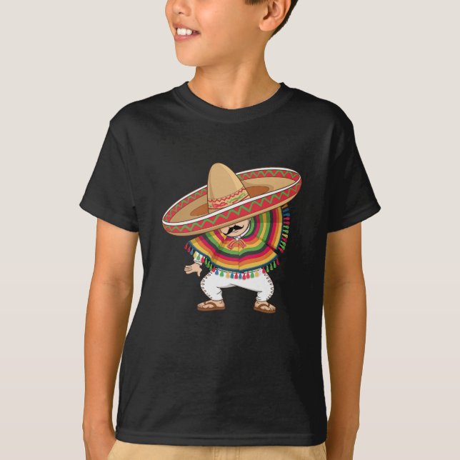 Camiseta Rapaz Mexicano Dabbing Poncho Cinco de Mayo (Frente)