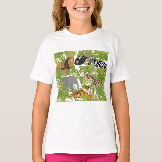 Camiseta Rapaz Safari dos Animais Selvagens | Rapariga (Frente)