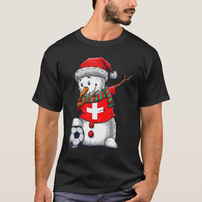 Camiseta Rapaz Soccer Dabbing Snowman Suiça F (Frente)