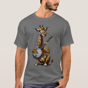 Camiseta Rapaz tocador de banjo bluegrass animal girafa