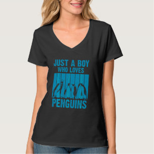 Camiseta Rapazes de Arte Pinguim Bonitos Crianças Homens Pá