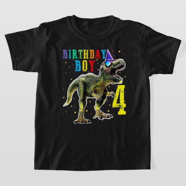 Camiseta Rapazes Rawr... sou o 4º aniversário do Dinossauro (Postura )