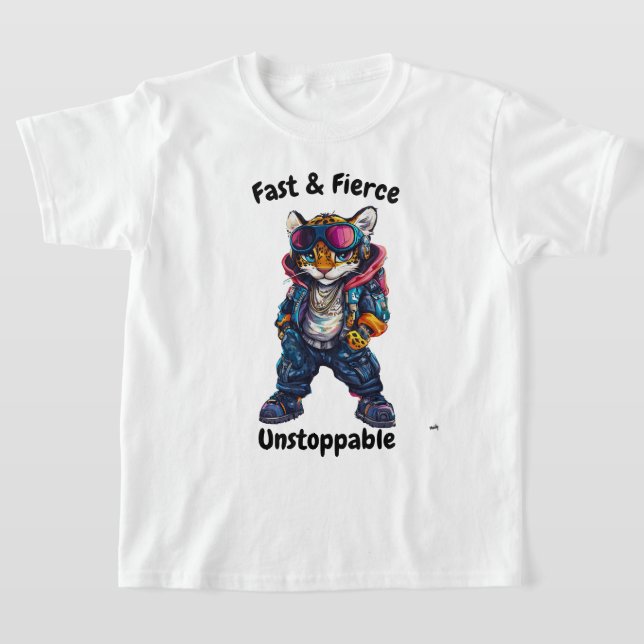 Camiseta Rápida, feroz e imparável - Arte Leopardo Legal (Postura )