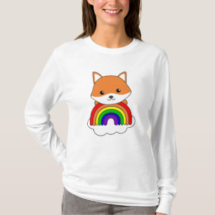 Camiseta Raposa-Arco-Íris Animais Corantes Raposa Floresta