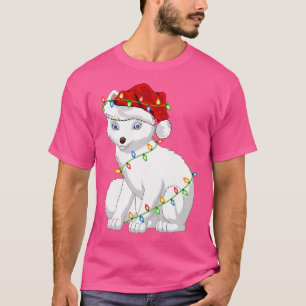 Camiseta Raposa Árctica Amante de os animais Xmas Santa Hat