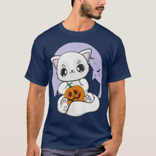 Camiseta Raposa Árctica Com Abóbora Kawaii Para O Dia Das B