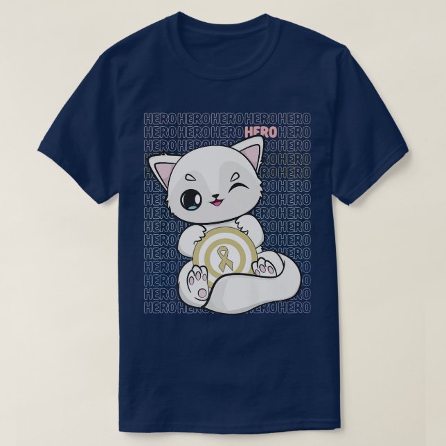 Camiseta Raposa Árctica Com Faixa De Kawaii Para Cancer De  (Frente do Design)
