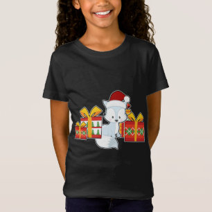 Camiseta Raposa Árctica com Papai Noel - Ártico de Natal Bo