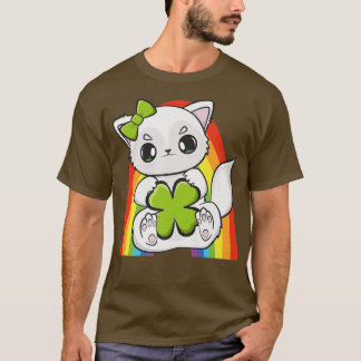 Camiseta Raposa Árctica Com Shamrock Para Dia de São Patríc