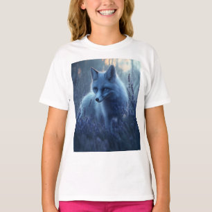 Camiseta Raposa Árctica em Campo de Lavanda em Dusk