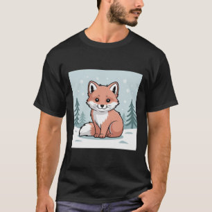 Camiseta Raposa-bebê encantadora na floresta de inverno - C