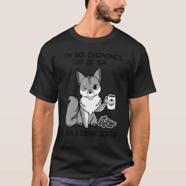 Camiseta Raposa-Bebendo Coffee Fox Animal Furry 3 (Frente)