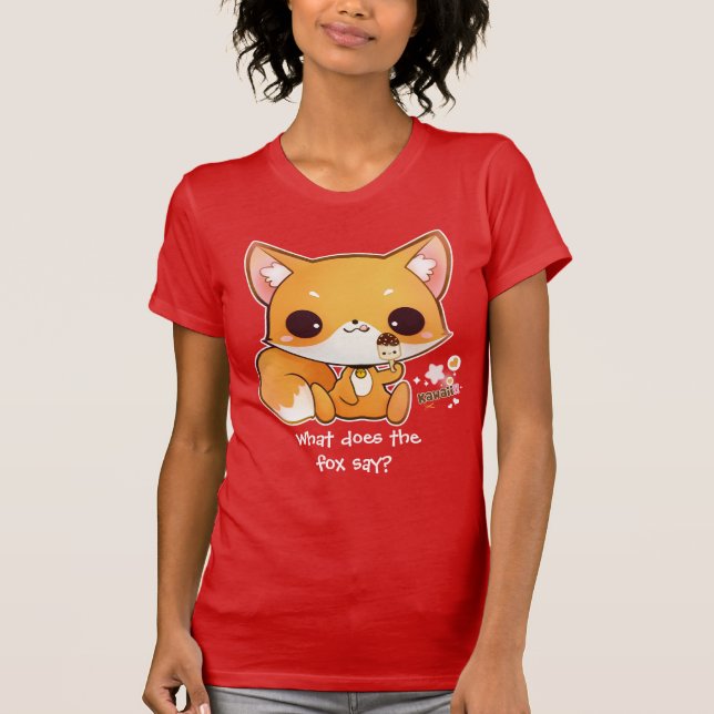Camiseta Raposa bonito do chibi com gelado do kawaii (Frente)