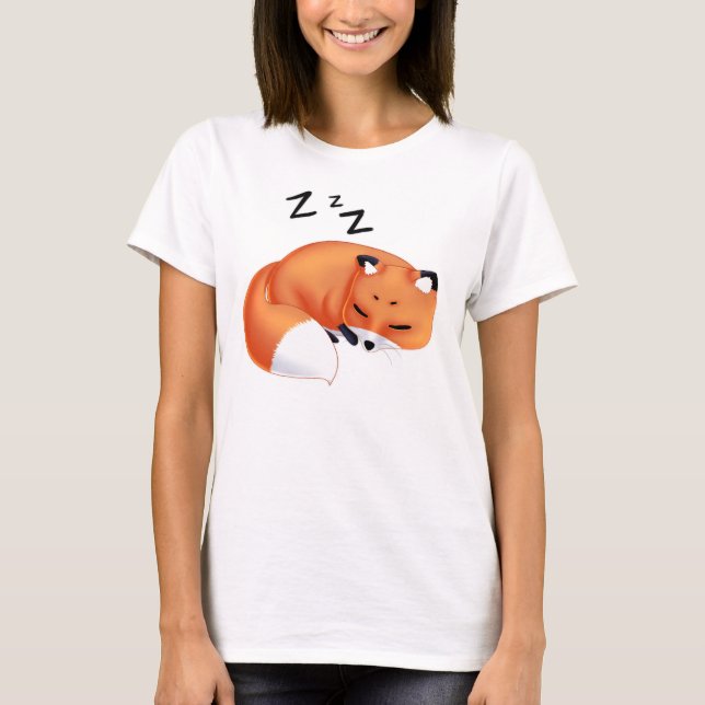 Camiseta Raposa bonito dos desenhos animados do sono de (Frente)