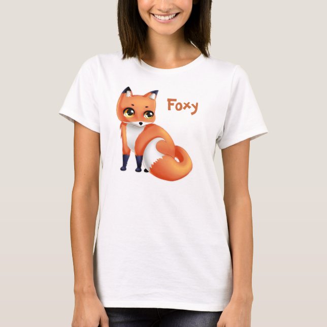 Camiseta Raposa bonito Foxy dos desenhos animados de Kawaii (Frente)