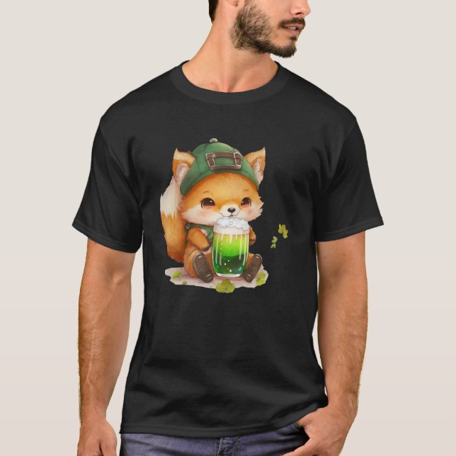 Camiseta Raposa-branca adora Rua de cerveja Patrick Day Fox (Frente)