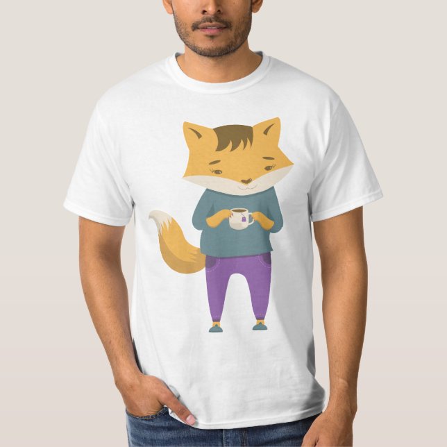 Camiseta Raposa-branca com xícara de chá (Frente)