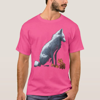 Camiseta Raposa Branca Flores Arte Raposa Animal