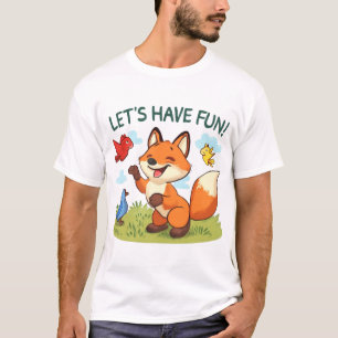 Camiseta Raposa Brincando com Pássaros - Apenas Cena Brinca