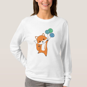 Camiseta Raposa Cachorro Voa Balões Crianças