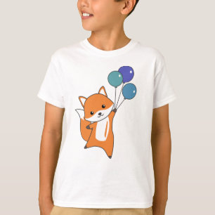 Camiseta Raposa Cachorro Voa Balões Crianças