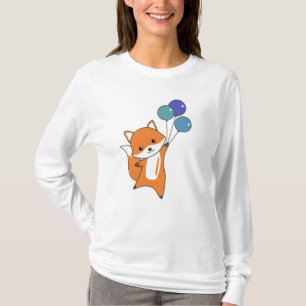 Camiseta Raposa Cachorro Voa Balões Crianças