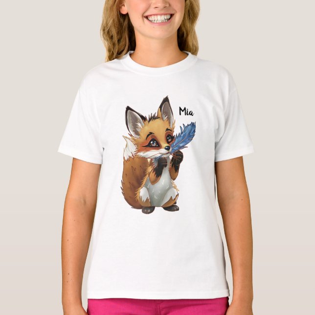Camiseta Raposa Caprichosa com uma Pena (Frente)