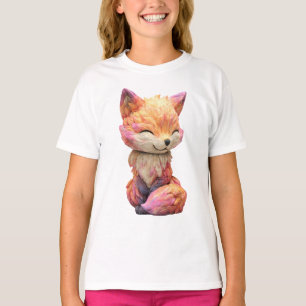 Camiseta Raposa Caprichosa Esculpida em Pastel do Pôr do So