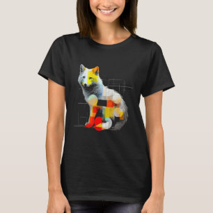 Camiseta Raposa Colorida Obra de Arte Geométrica Arte de An