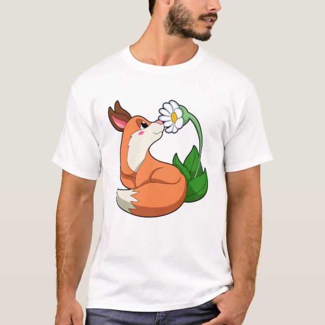 Camiseta Raposa com Flor Branca (Frente)