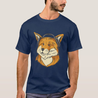 Camiseta Raposa Com Fones de ouvido Raposas Animais Selvage