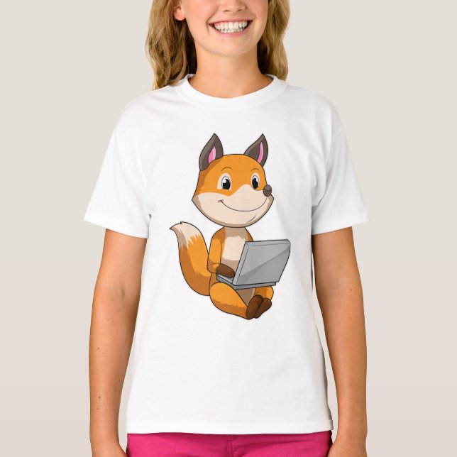 Camiseta Raposa com Laptop (Frente)