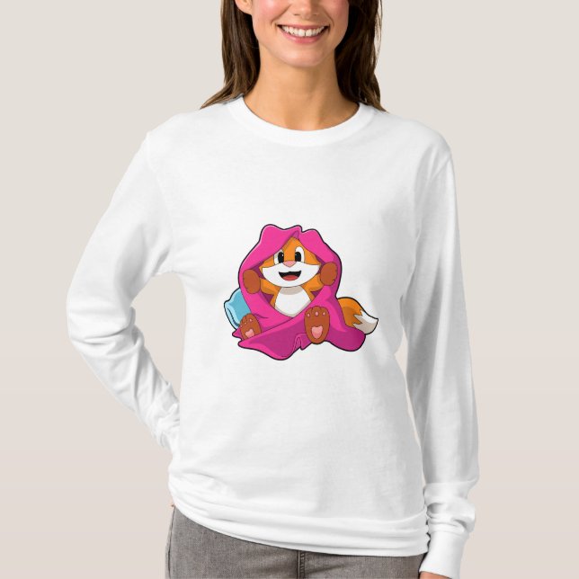 Camiseta Raposa com Travesseiro e cobertor (Frente)