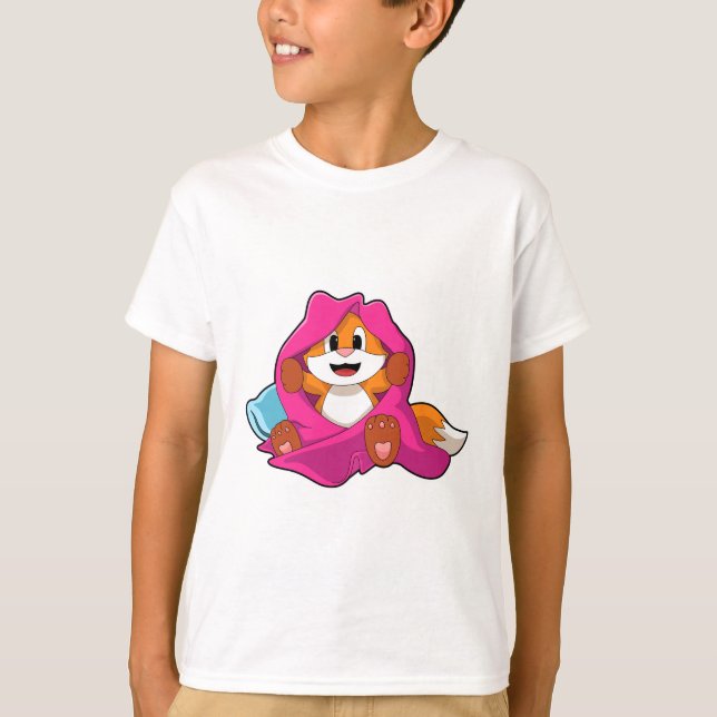 Camiseta Raposa com Travesseiro e cobertor (Frente)