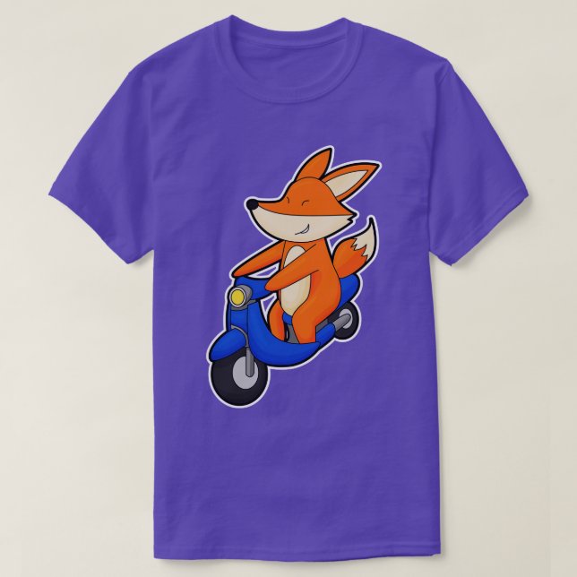 Camiseta Raposa como Biker com Patinete (Frente do Design)