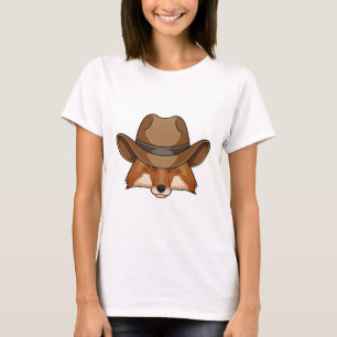 Camiseta Raposa como Cowboy com Chapéu
