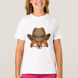 Camiseta Raposa como Cowboy com Chapéu