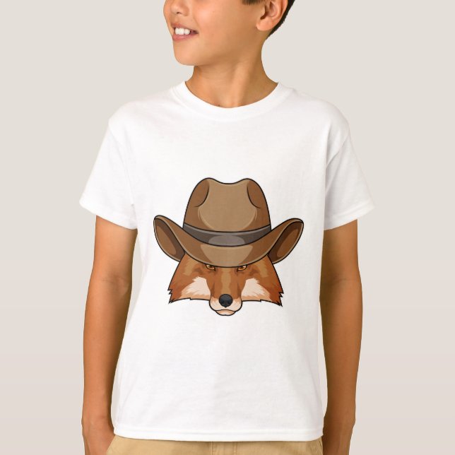 Camiseta Raposa como Cowboy com Chapéu (Frente)