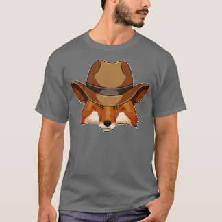 Camiseta Raposa como Cowboy com Chapéu