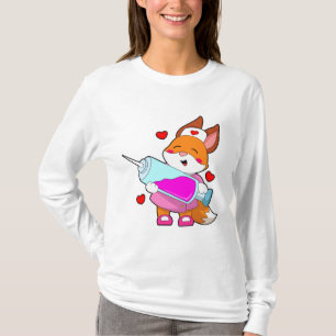 Camiseta Raposa como Enfermeira com Seringa