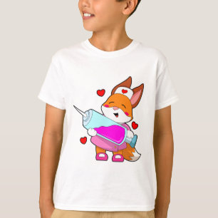Camiseta Raposa como Enfermeira com Seringa