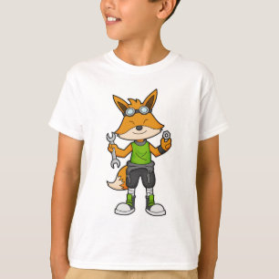 Camiseta Raposa como mecânica com chave inglesa e seca