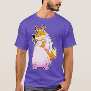 Camiseta Raposa como Noiva com Copo de Vinho Tinto