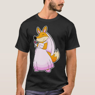 Camiseta Raposa como Noiva com Copo de Vinho Tinto