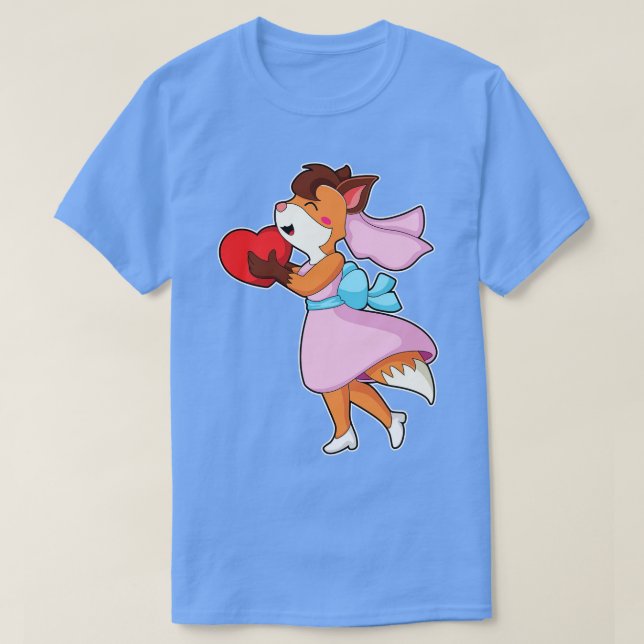 Camiseta Raposa como Noiva com Coração de Vestido (Frente do Design)