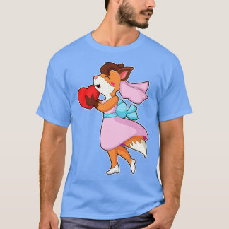 Camiseta Raposa como Noiva com Coração de Vestido