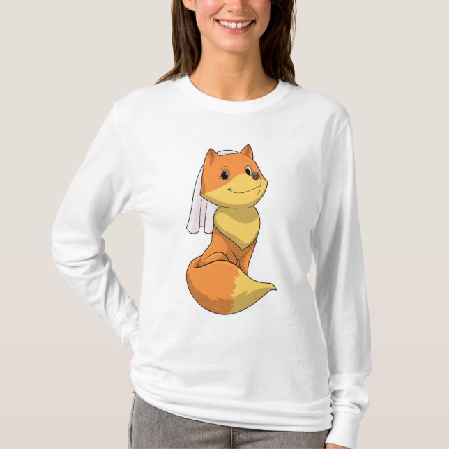 Camiseta Raposa como Noiva com Véu (Frente)