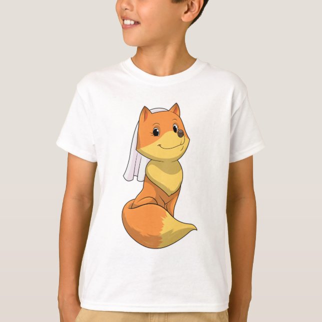 Camiseta Raposa como Noiva com Véu (Frente)