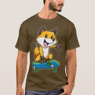 Camiseta Raposa como Patinador com Skate